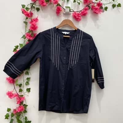 Black Pepper Womens 3/4 Sleeve Top Size 16 Black  