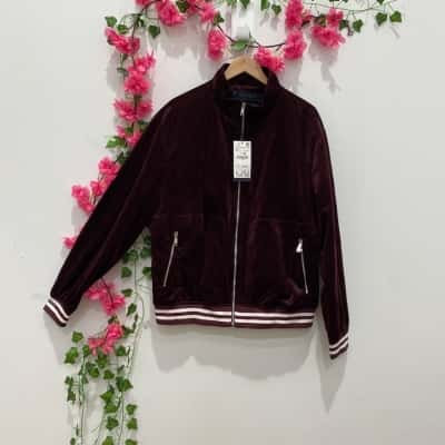 Zara Man Mens  Size XXL Front Zipper Jacket Maroon 