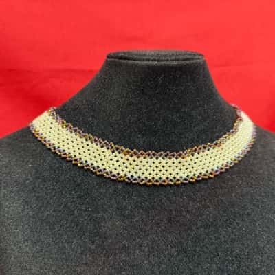 Ivory & Bronze Beaded Statement Necklace