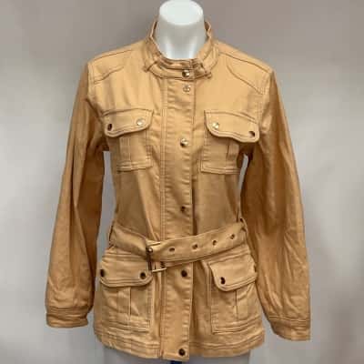 BNWT Rockmans Size 12 Sandstone Utility Stretch Denim Jacket 