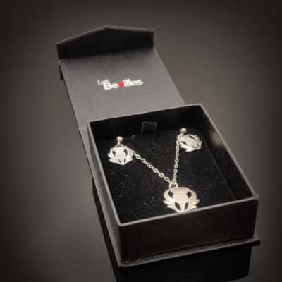 Vintage 925 Silver Scottish Thistle Necklace & Earrings