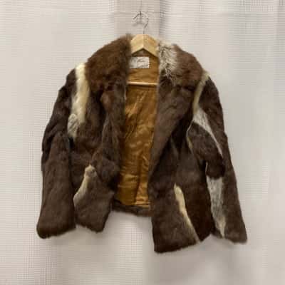 Vintage T.C.Hunter Womens  Size 8 / S Fur Jacket Brown / Cream 