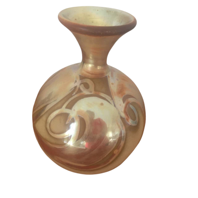 17 cm Lustre Ceramic Vase heavy Crazing on Ceramic  Signed (unreadable)   CAB