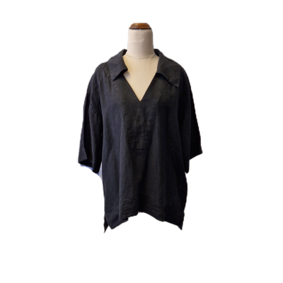 Country Road Womens Size 10 Linen Short Sleeve Top Black  