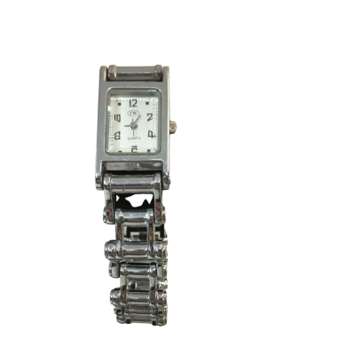  JW Quartz Watch Silver Tone Square Face Stainless Steel Back Working