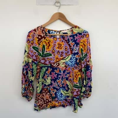 Gorman Colourful Pattern Long SLeeve Top  Size 6 