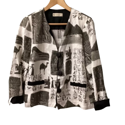 Eco Leinen Size S Blazer Black  / White E