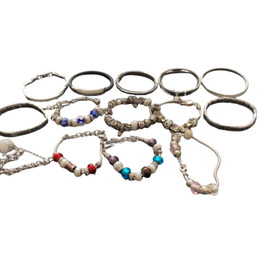  Womens Silver-tone Bangles & Bracelets, Bundle of x14