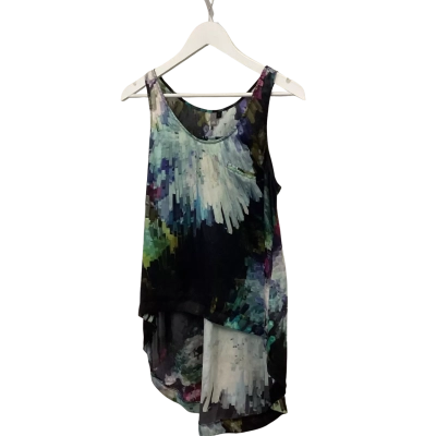 ELK Stunning Vibrant Abstract Print Layered High-Low Tank Top Size S