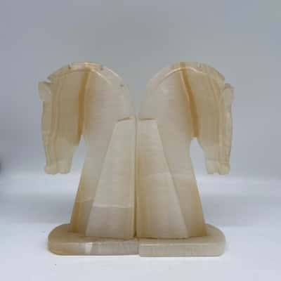 Vintage Mid Century Retro Onyx horse head bookends 