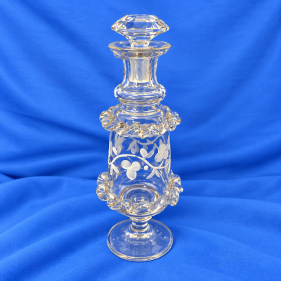 Clear Glass Perfume Bottle Floral Decoration With Stopper
