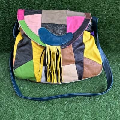 Colourful Leather Patchwork Handbag 