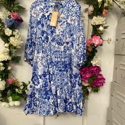 Liz Jordan Womens  Size 16 Floral Dress Blue / Floral / White 