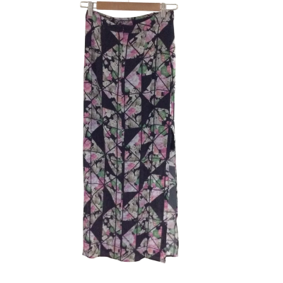 Rodeo Show Womens  Size 8 Midi Skirt Black  / Floral / Pink  / Purple 