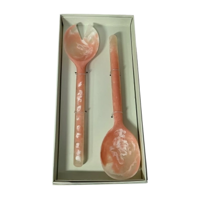 Home by DecoRug Matte Pink Pattern Resin Salad Servers (boxed)