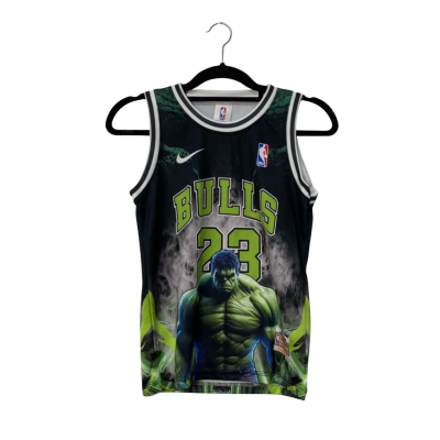 Nike Kids Michael Jordan Chicago Bulls NBA x Hulk Basketball Singlet Size 10 Black  / Green 