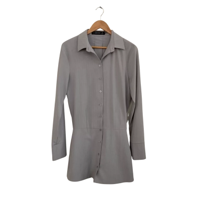 Lioness Womens  Size XS Long Sleeve Dress / Midi Dress Grey / Pinstriped / White 