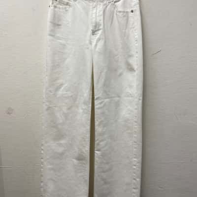Trenery Womens  Size 6 Straight Leg Pants White - 91% Australian Cotton