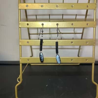  925 Stirling silver earrings with  blue/ black glass beads