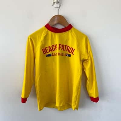  Beach Patrol Yellow Long Sleeve Rash Vest Long Sleeve Top Kids  Size 8C