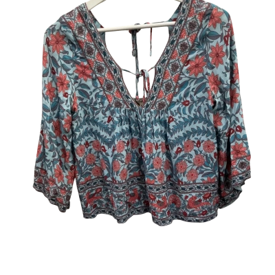 Arnhem Womens Boho Top Size 8 Blue / Orange 