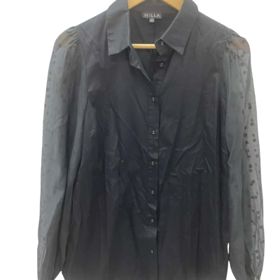 Willa Womens  Size 10 Long Sleeve Shirt Black  