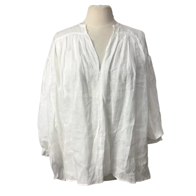 Isabella Longginou 100% Linen 'White Puffy Shirt'