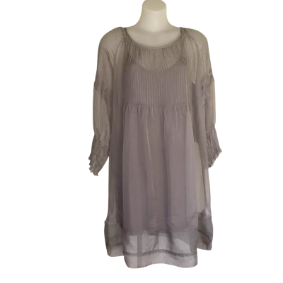 White Label Noba.  Dusky Mauve/ Grey Pleated Silk Dress with Size 1 