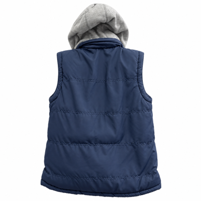 Bauhaus Navy Padded Hooded Vest – Size 14