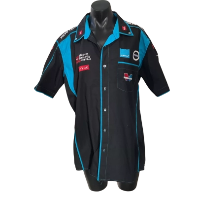  Garry Rogers moto sport Size L Short Sleeve Shirt Black  / Blue 