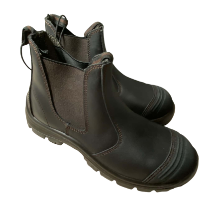 Workzone Black Leather Pull On Boots Size 8