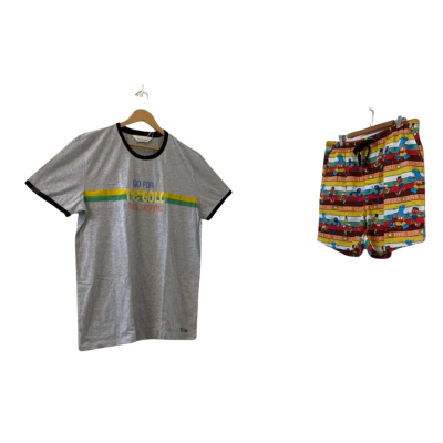 Peter Alexander Men's Go for the Gold Sesame Street PJ Tee & Short Set Size XL (**Brand New** RRP $129)