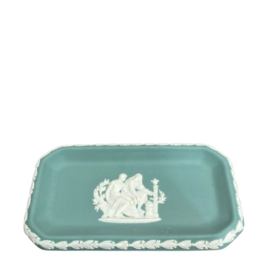 Wedgewood Sage Green Jasperware Rectangular Trinket Dish