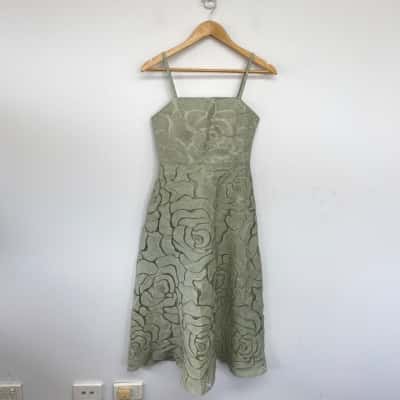 Chalida Green Textured Sleeveless Midi Dress Size S 