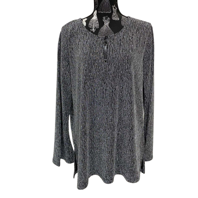 Liz Jordan Womens  Size 18 Long Sleeve Top Black / Silver BNWT