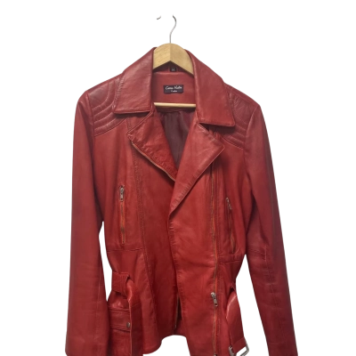Carrie Hoxton London Womens  Size 14 Leather Jacket Red 