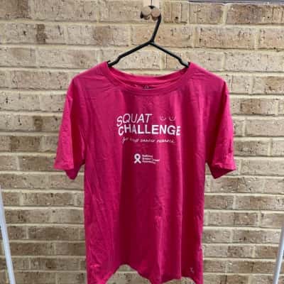 Rockwear Womens squat challenge pink ribbon shirt Size L 