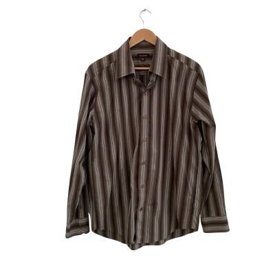 Colorado Mens  Size L Long Sleeve Shirt Black  / Brown / Khaki / Striped / White 