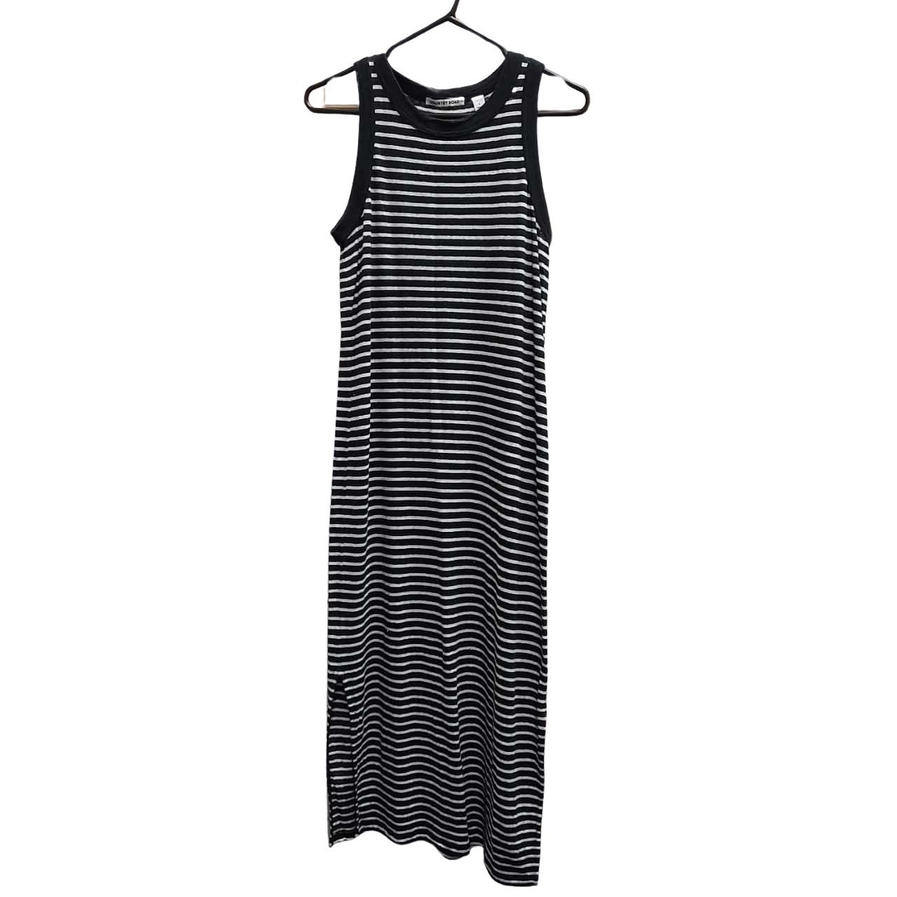 Country Road Womens Size S Midi Sleeveless Dress 90 Linen Black / Striped / White