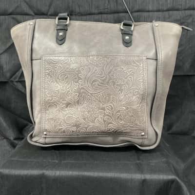 Colorado women’s grey leather floral embossed tote bag
