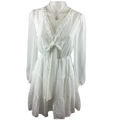 Minx & Moss Ruffle Skater Dress - White Size 8