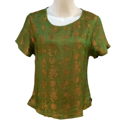 Womens Size XXL Silk Top Green 