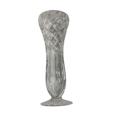 Decorative Tall Crystal Diamond-cut Pattern Glass Bud Vase