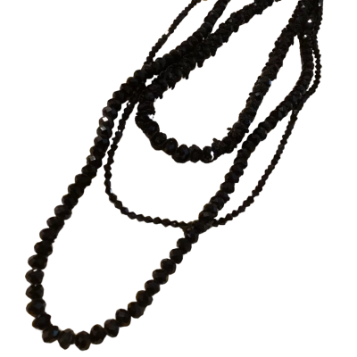 Black glass Aurora bead necklace ,Black  
