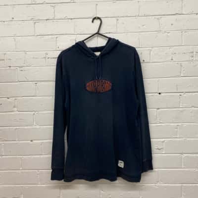 Mens Supreme Size L Hoodie Navy Blue / Orange 