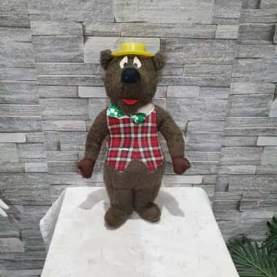 vintage 1976 Humphrey B bear lush doll red/ white patten