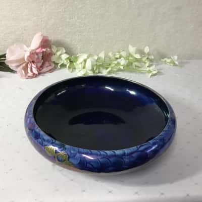 Vintage Maling Lustreware Cobalt Blue / Fruit Pattern Large Bowl