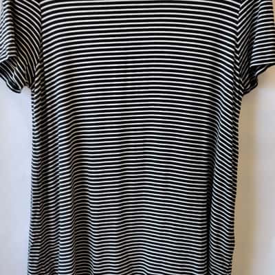 Witchery Women's Striped T-Shirt – Black & White – Size M 