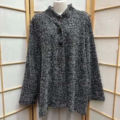 New with tags MY SIZE Women’s  Size L Tweed Button Jacket/ Open Jacket Black  / White 