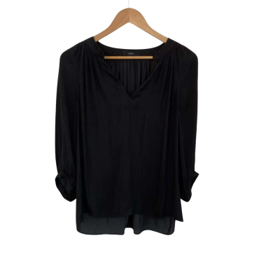 Saba Womens  Size 8 Short Sleeve Top / V-Neck Top Black  